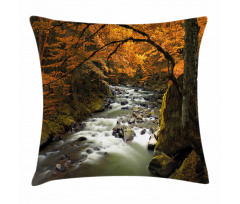 River with Rocks Forest Lush Pillow Cover