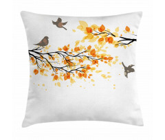 Flying Birds and Leaves Pillow Cover