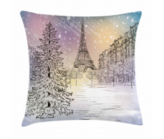 Winter Day at Paris Pillow Cover
