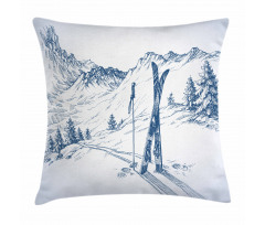 Ski Sport Mountain View Pillow Cover