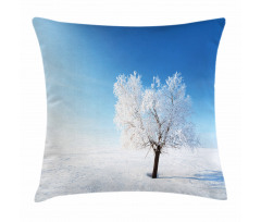 Snow Covered Alone Tree Pillow Cover