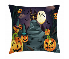 Horror Castle Pumpkin Pillow Cover