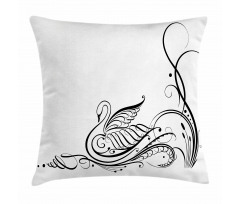 Black Swan in River Pillow Cover