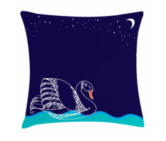 Floating Swan Waves Pillow Cover