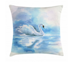Swan in Hazy River Art Pillow Cover