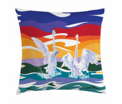 Happy Swan Couple Love Pillow Cover