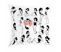 Woman Heart Tattoo Model Pillow Cover