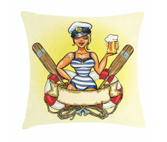 Sailor Blonde in Lifebuoy Pillow Cover