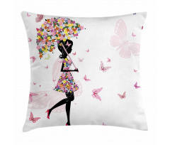 Floral Umbrella Dress Pillow Cover