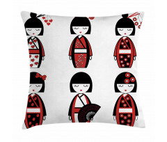 Geisha Dolls Folkloric Pillow Cover