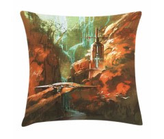 Spaceship in Canyon Pillow Cover