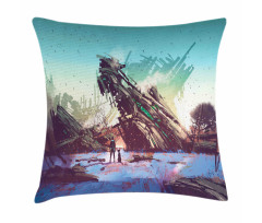 Crashed Spaceship Art Pillow Cover