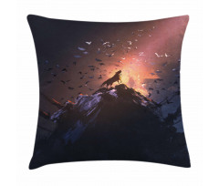 Howling Wolf on Rock Pillow Cover