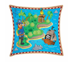 Funny Pirate Ship Island Pillow Cover