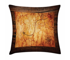 Antique Map Wooden Wall Pillow Cover
