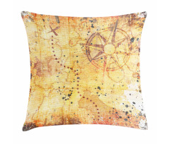 Antique Grunge Rusty Map Pillow Cover