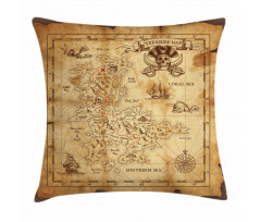 Old Paper Treasure Map Pillow Cover