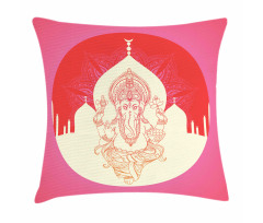Elephant and Building Yoga Pillow Cover