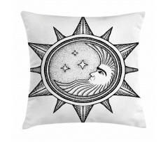 Moon with Stars in Sun Pillow Cover