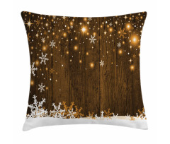 Wood and Snowflakes Pillow Cover