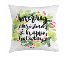 Wreath Red Berries Pillow Cover