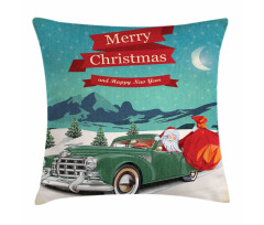 Santa in Classic Car Pillow Cover