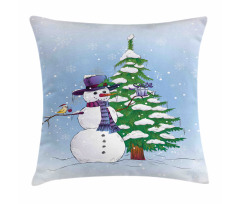 Snowman and Tree Pillow Cover
