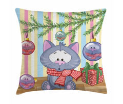 Kitten Gift and Tree Pillow Cover