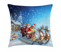 Santa in Sleigh Toys Pillow Cover