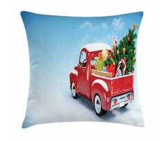 Red Truck Xmas Tree Pillow Cover