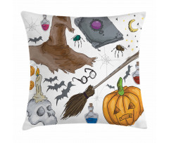 Pumpkin Skull Pillow Cover