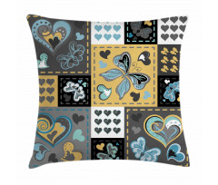 Butterfly Heart Retro Pillow Cover