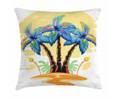 Cartoon Island Sunset Pillow Cover