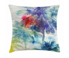 Watercolor Palm Retro Pillow Cover