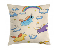 Pastel Flying Pony Art Pillow Cover