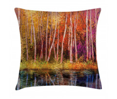 Autumn Trees by Lake Pillow Cover
