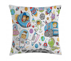 Space Kids Rocket Pillow Cover