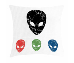 Grunge Alien Heads Art Pillow Cover