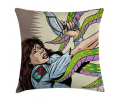 Alien Attack Astronaut Pillow Cover