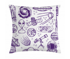 Sketch Alien Planet Art Pillow Cover