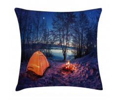 Night Camping Adventure Pillow Cover