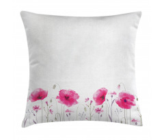 Pink Poppy Flowers Art Pillow Cover