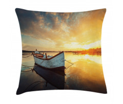 Sunset at Harbor Boat Pillow Cover