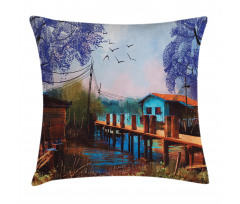 Old Fishing Village Pillow Cover