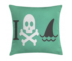 Skull Shark Marine Words Pillow Cover