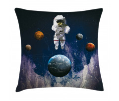Planets Astronaut Space Pillow Cover