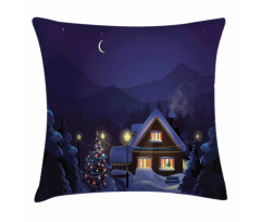 Winter Home and Tree Pillow Cover