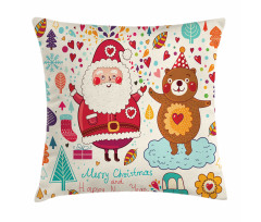 Santa and Teddy Bear Pillow Cover