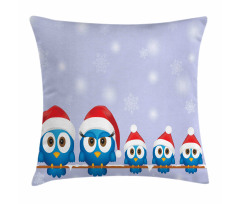 Fun Birds Santa Hats Pillow Cover