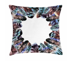 Bird Feathers Circle Art Pillow Cover